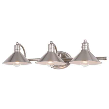 VAXCEL Akron Nickel Farmhouse Wall Sconce, 3 Light Bathroom Vanity Fixture W0377